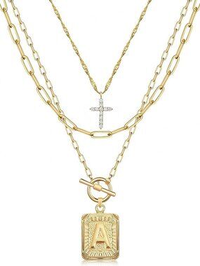 Layered Initial Necklaces for Women - Personalized Jewelry, Trendy Gift Idea